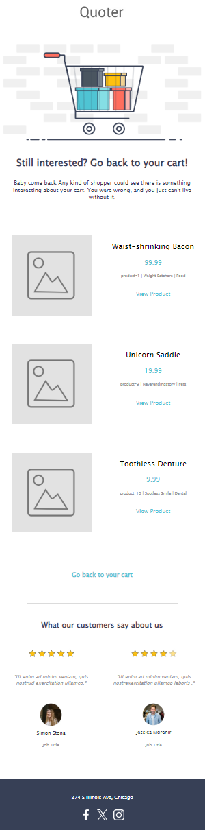 abandoned cart email with social proof