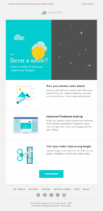 Animoto's re-engagement email with new features