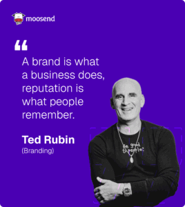 marketing quote by Ted Rubin comparing brand to reputation