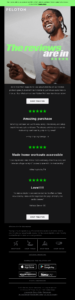 Peloton's email including satisfied customers' reviews