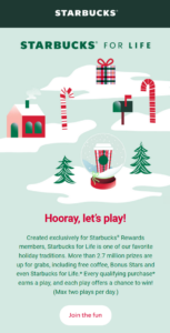 Starbuck's holiday email