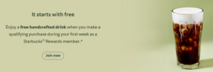 Starbucks Reward promotion on website