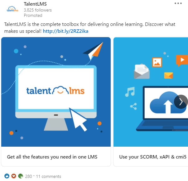 TalentLMS social media ad