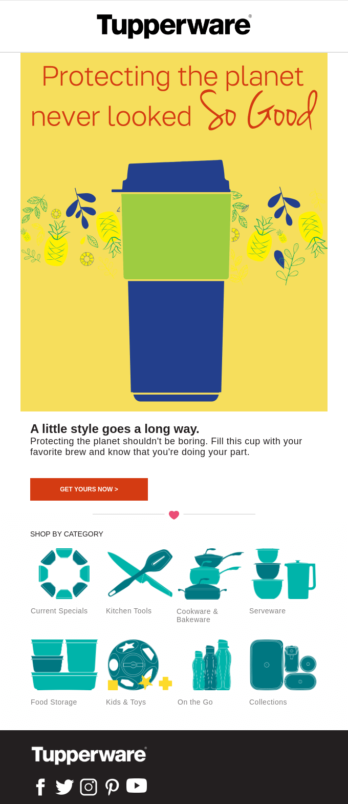 digital marketing email example by Tupperware