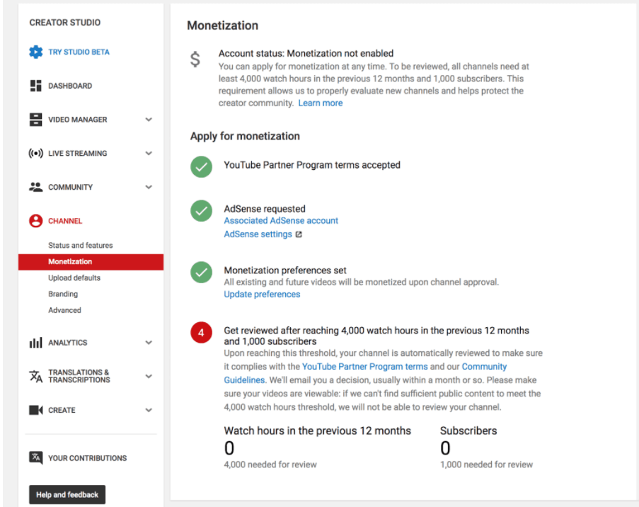 YouTube monetization