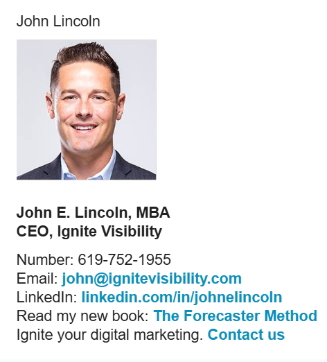 email signature including link to the author's book