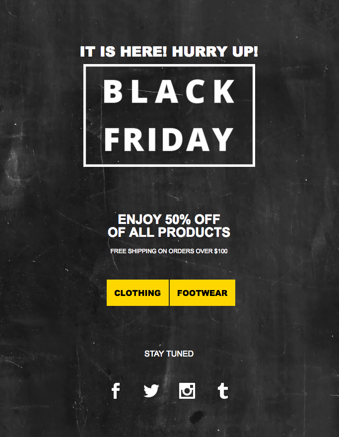 Black friday email newsletter template by moosend