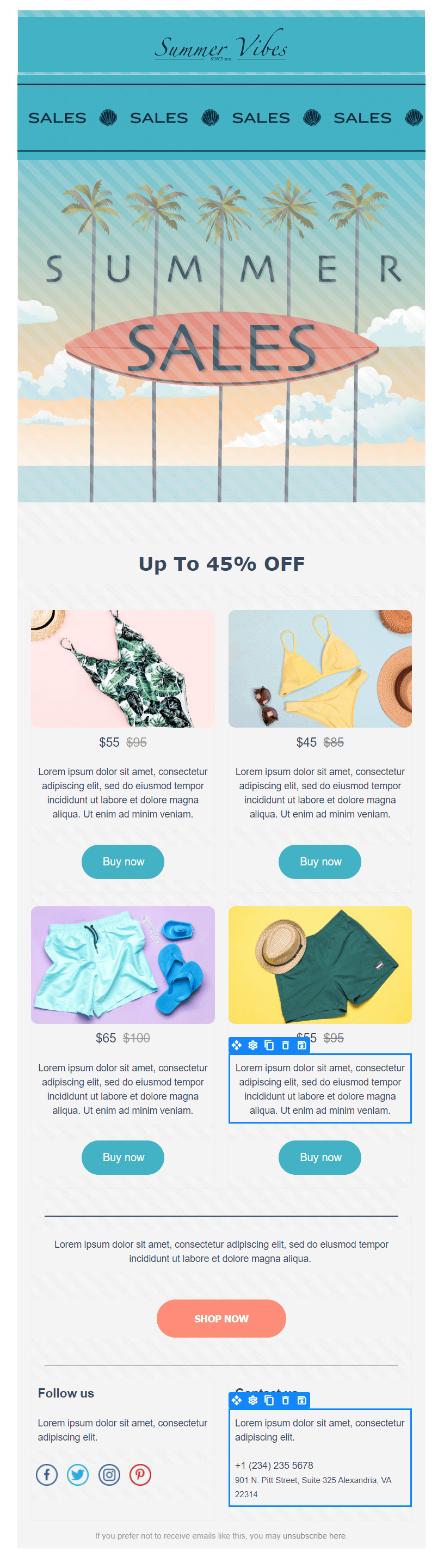 Summer sales ecommerce template