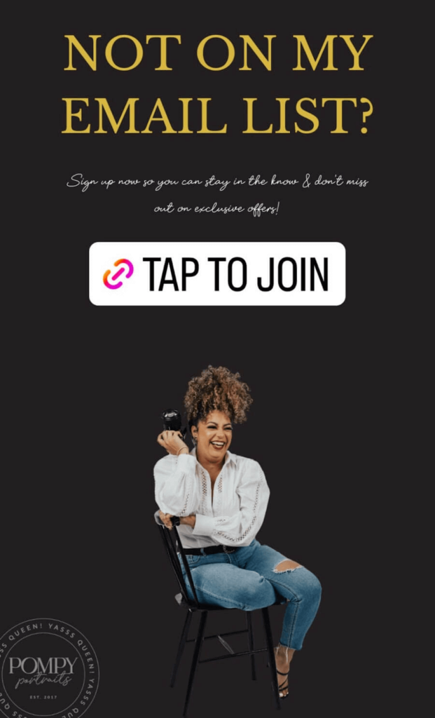 instagram story join email list