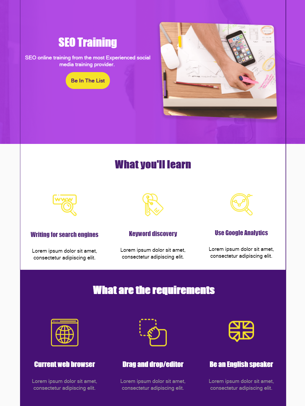 online training email newsletter design