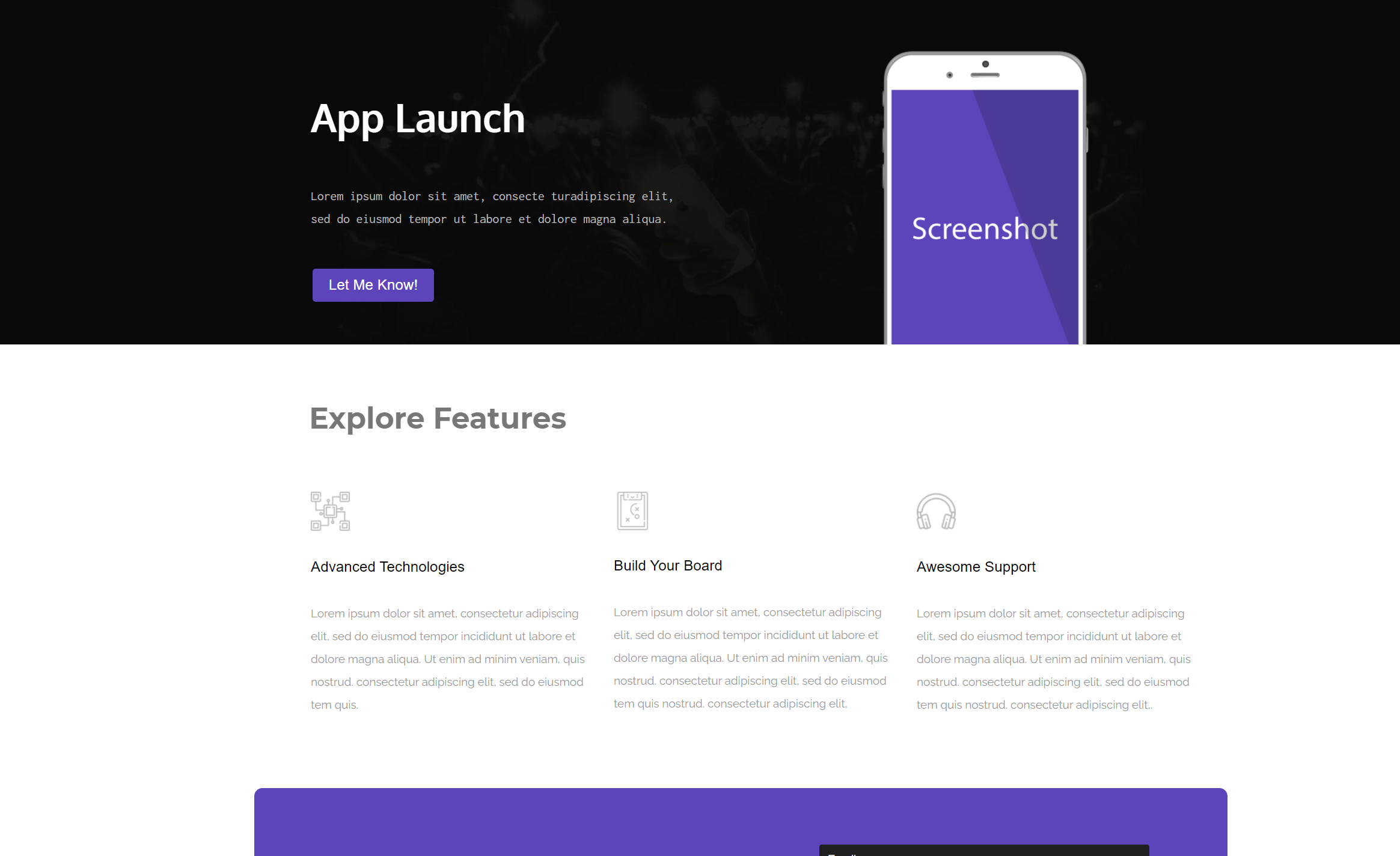 dark theme landing page example