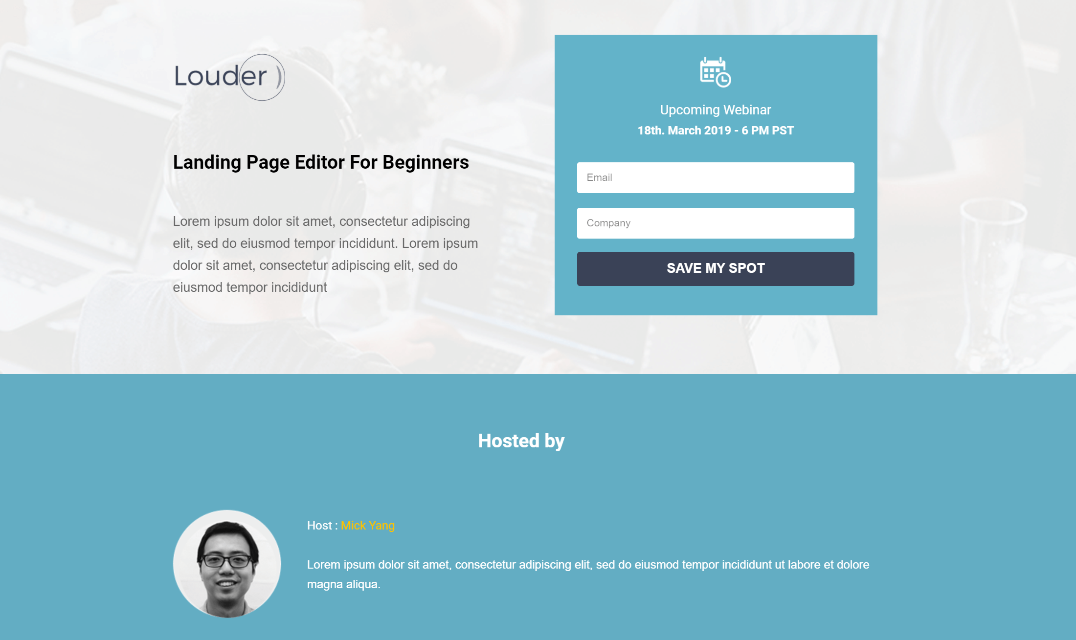 webinar landing page template example