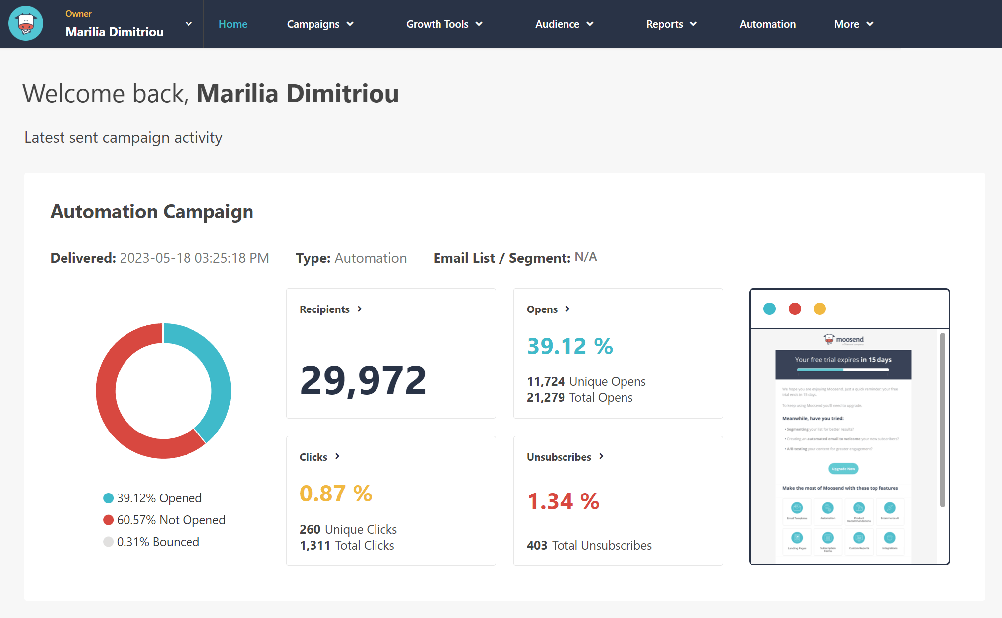 moosend email marketing automation tool