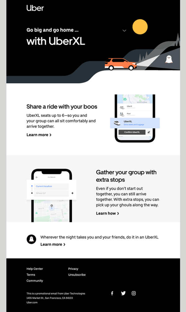 Uber Halloween email campaign