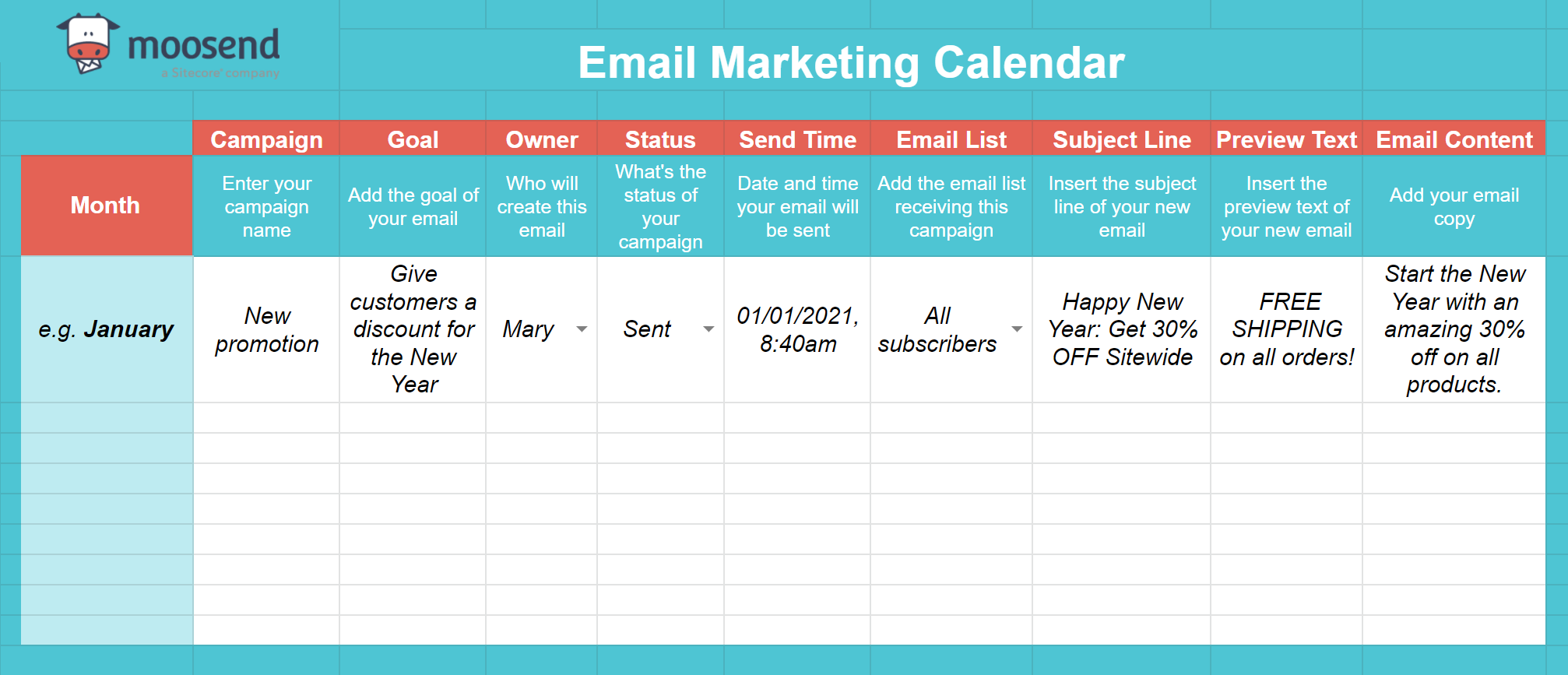 email marketing calendar template