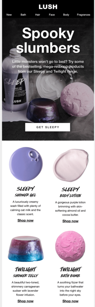 email newsletter example by Lush