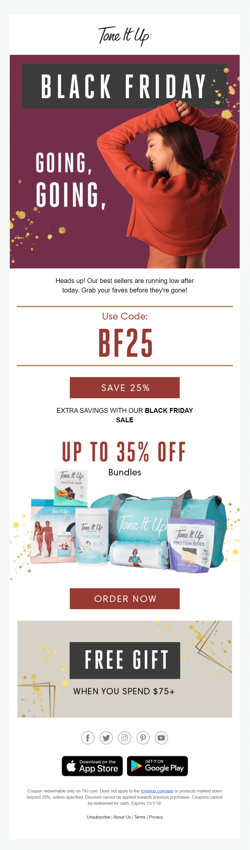 tone it up post black friday email examples