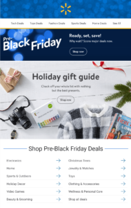Black Friday email campaign by Walmart