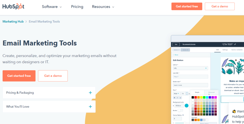 Hubspot homepage 