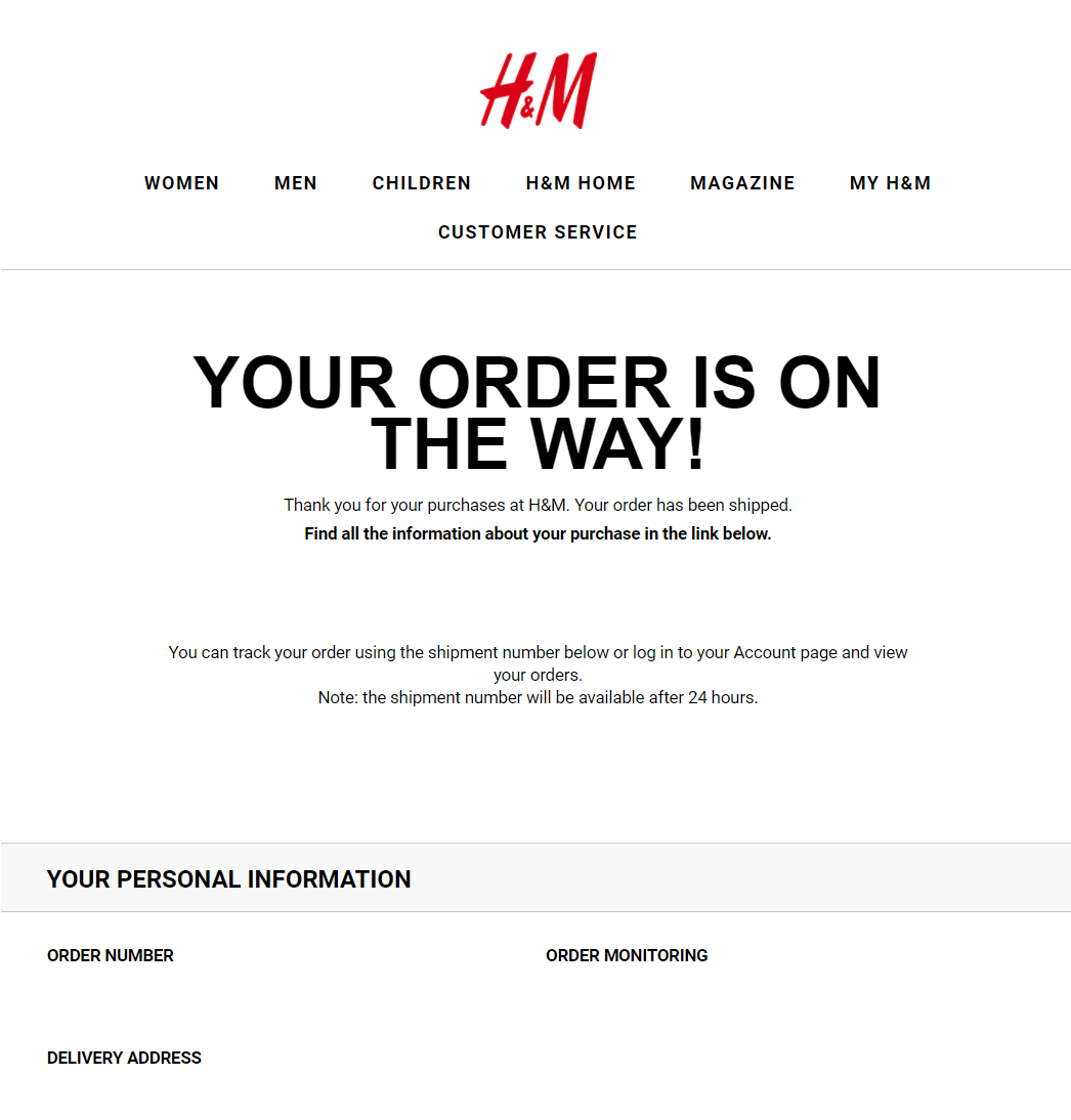 H&m mail clearance id