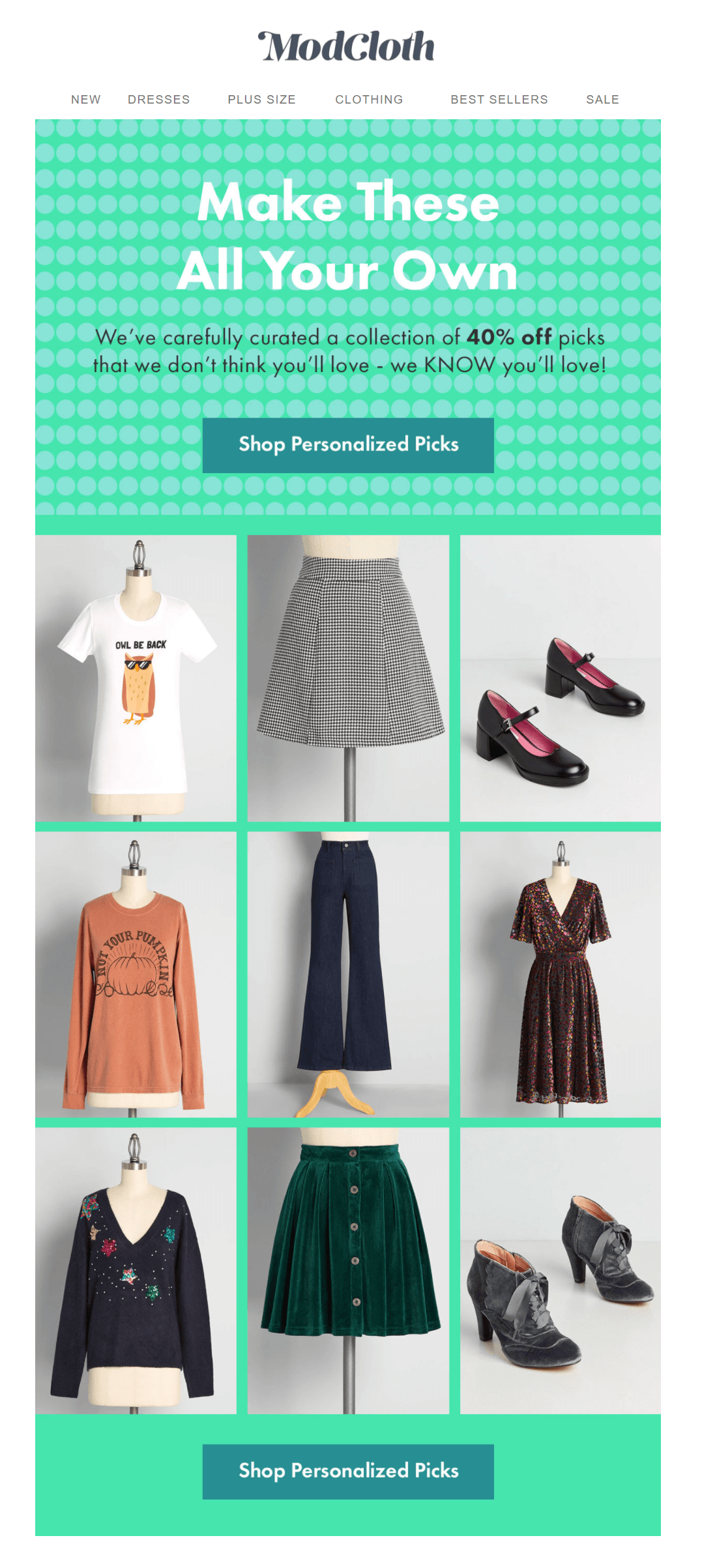 modcloth fashion email marketing product recommendations