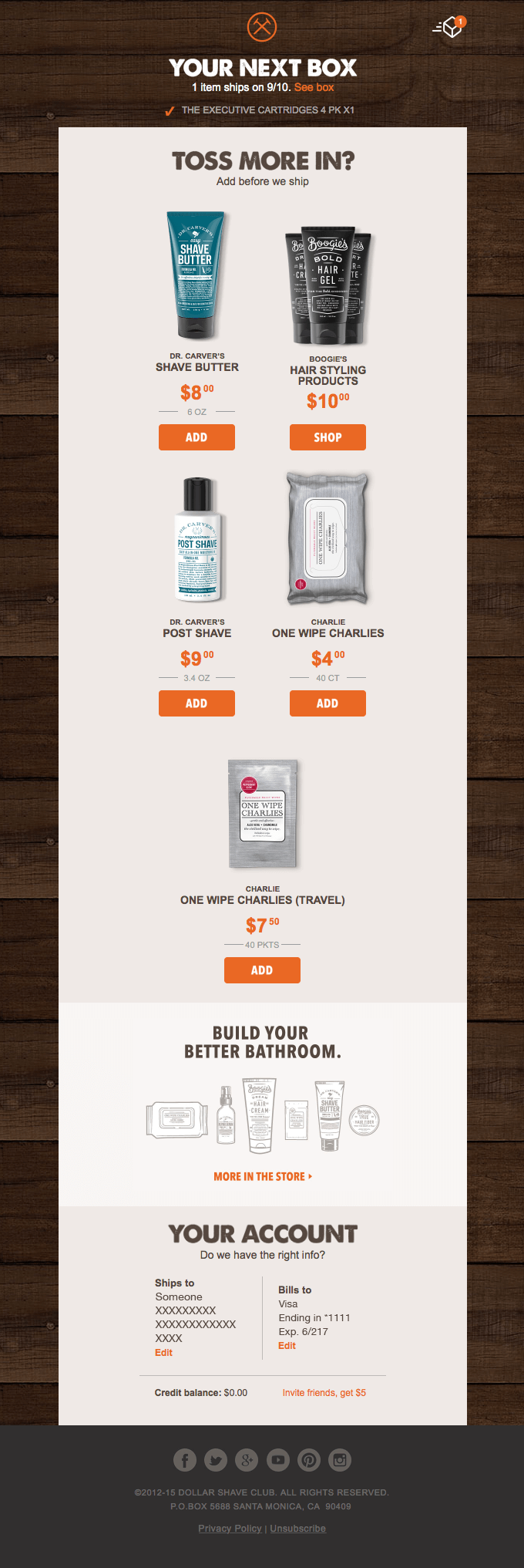the dollar shave club cross-sell email 