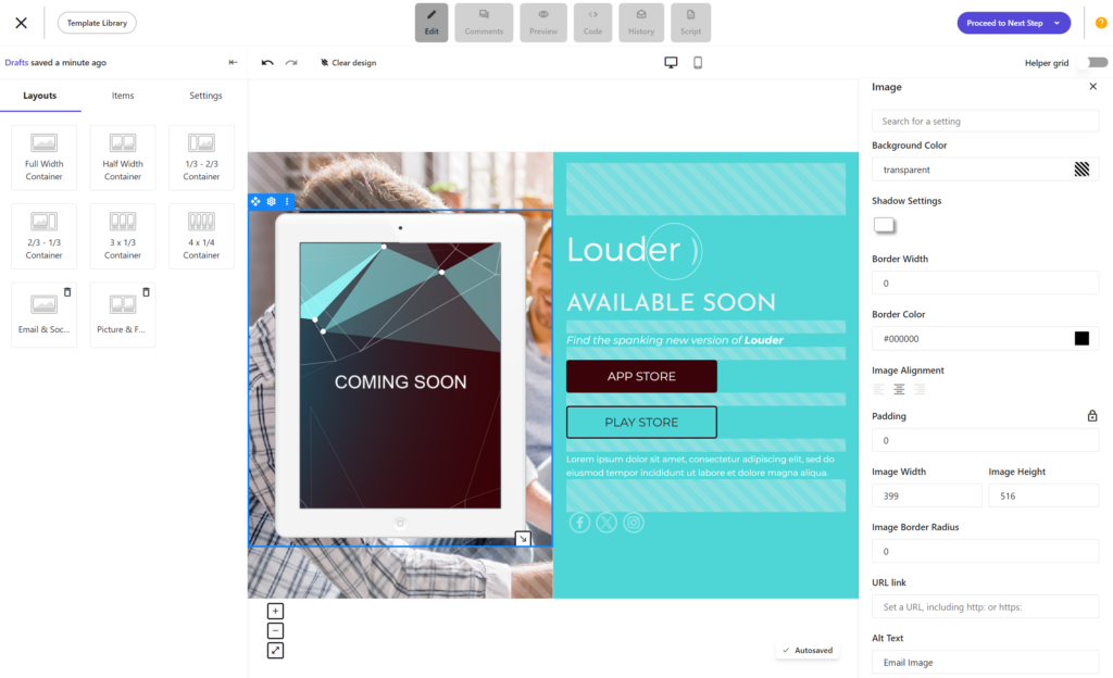 Moosend landing page editor