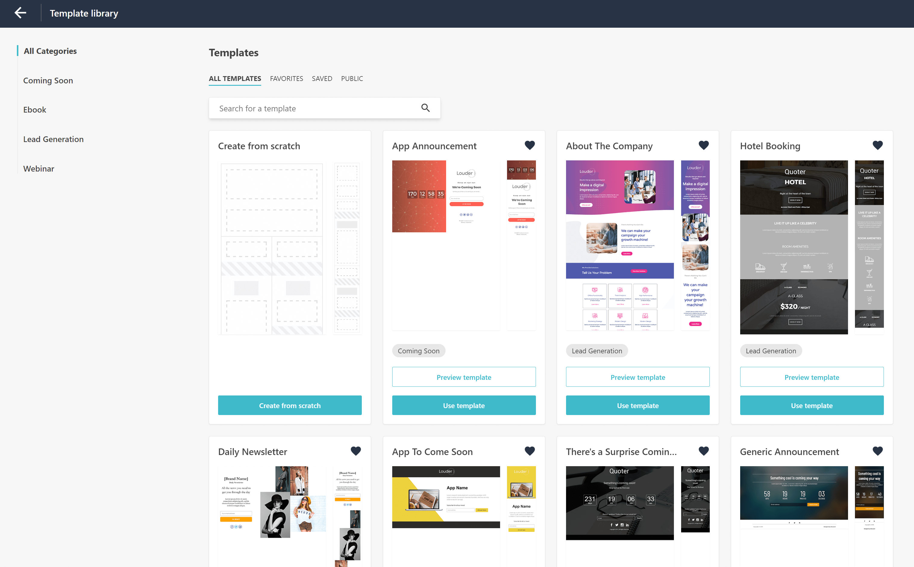 moosend landing page templates