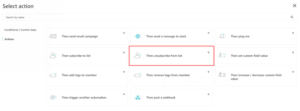 Moosend automation actions