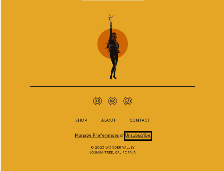 unsubscribe button in email footer