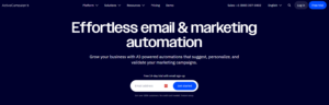 Active Campaign's home page