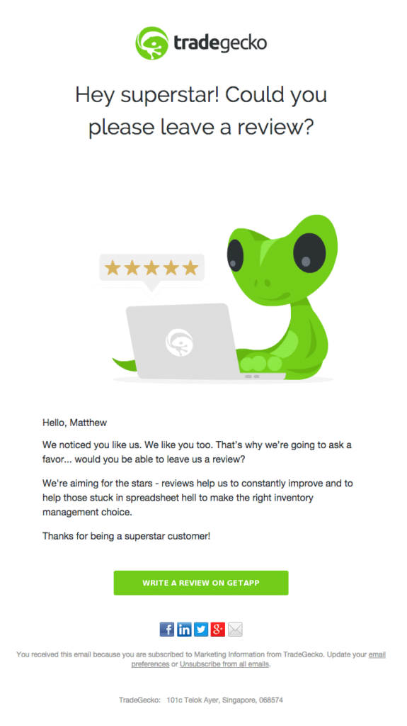 customer review email