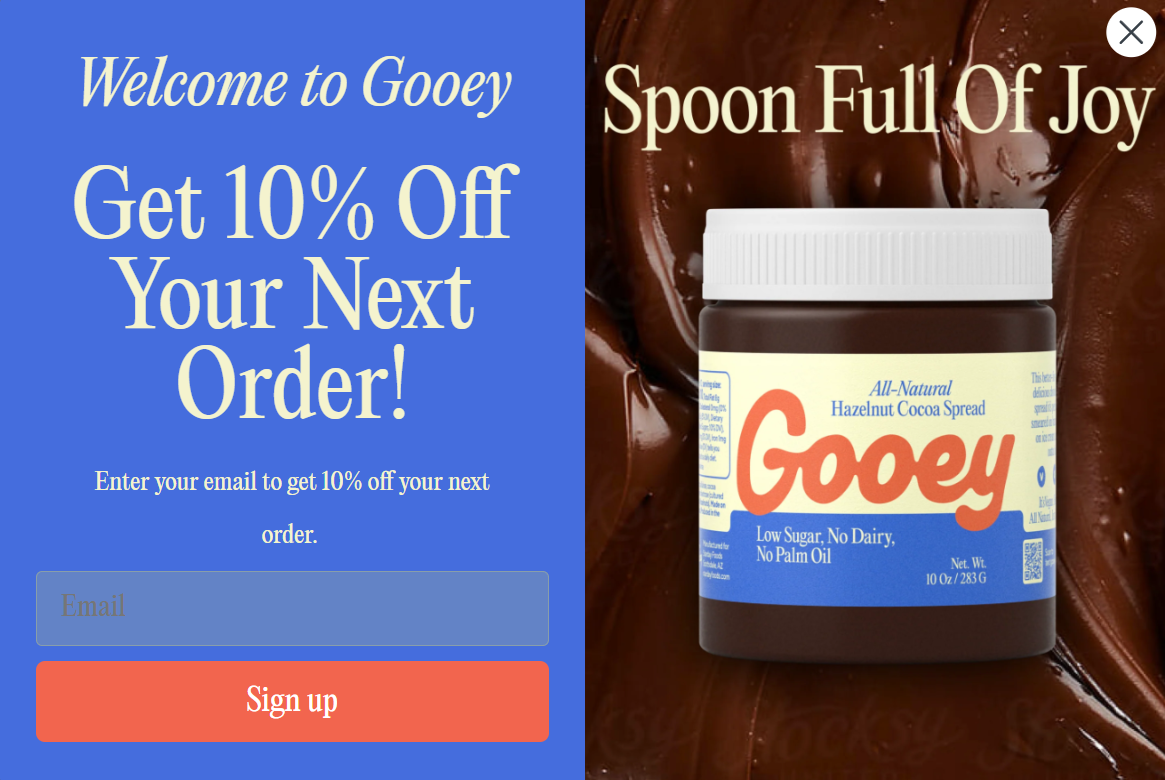 gooey snacks popup example