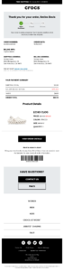 order confirmation email by Crocs