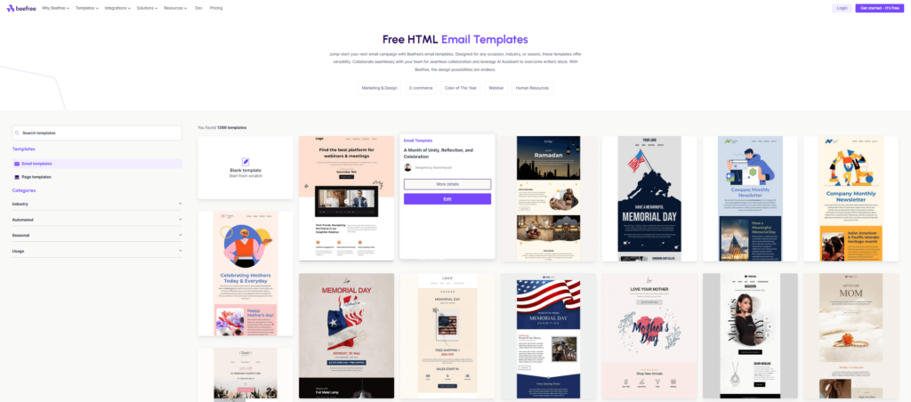 Beefree email templates