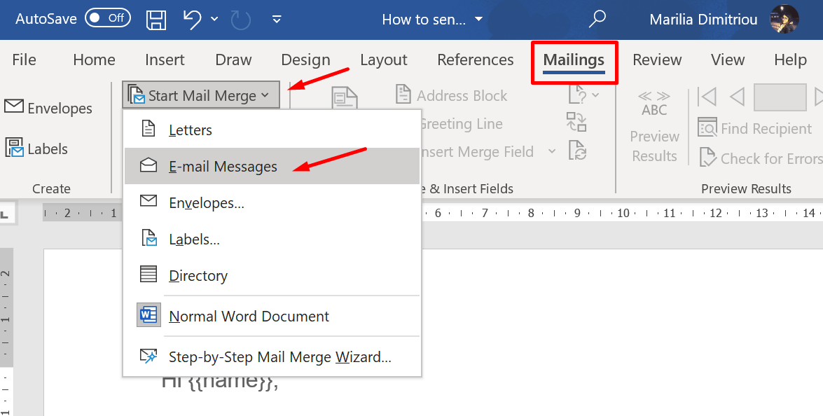 mail merge in outlook