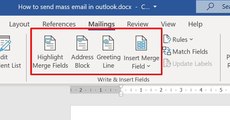 how to send mass email in outlook insert fields