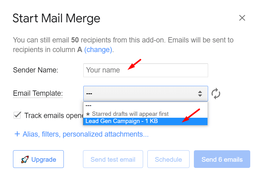 start mail merge example