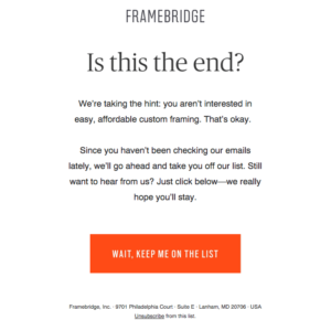 Framebridge email campaign