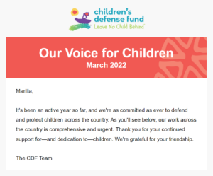 Children’s Defense Fund email personalization 