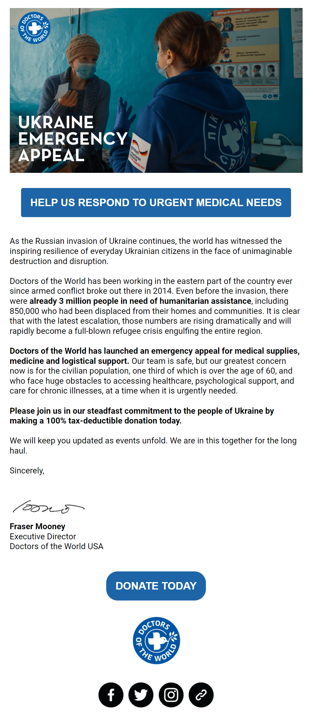 doctors of the world donation promotion email