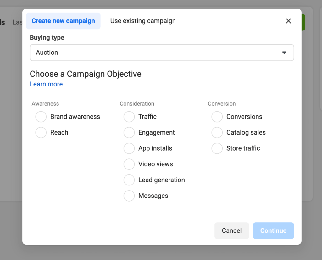 Facebook ad objectives