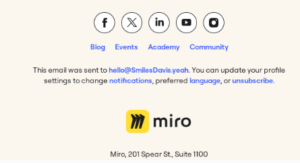 Miro's email footer