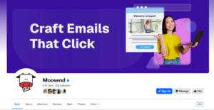 Moosend's Facebook page