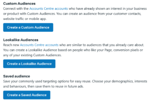 audience options in Meta Ad Manager