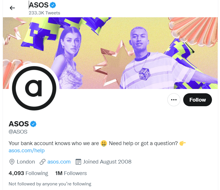 ASOS twitter account