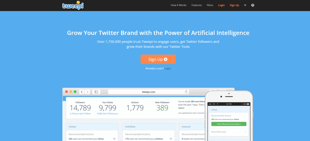 Tweepi Twitter marketing tool