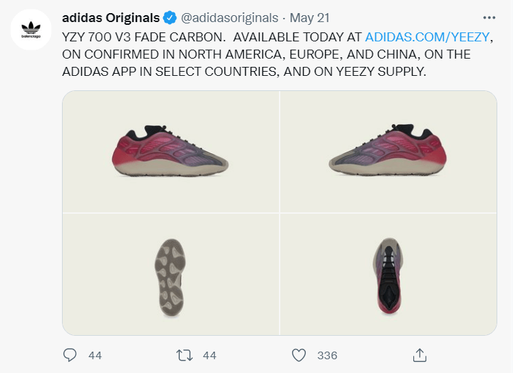 adidas Twitter post