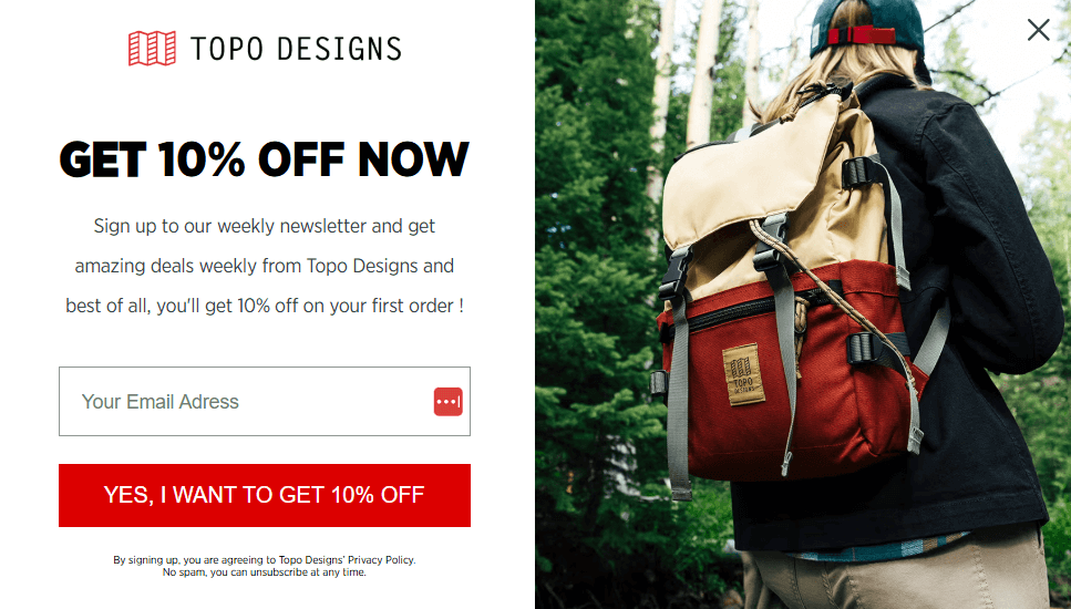 Topo Designs signup with discount