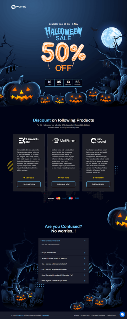Halloween landing page example